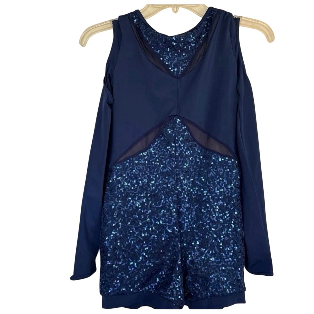 Weissman Girls Dance Skating Costume Sz LC 14 Blue Sparkle